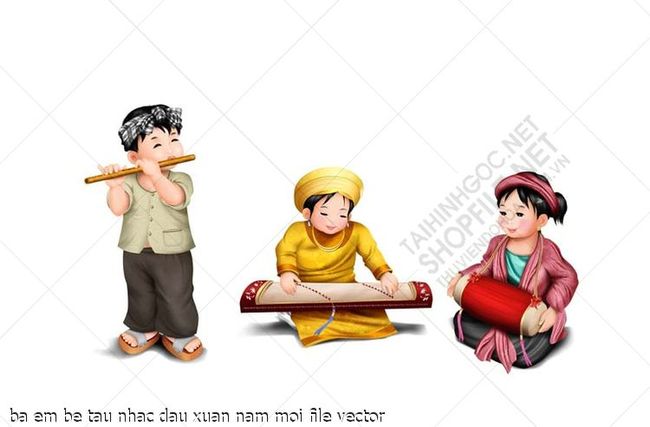 ba em be tau nhac dau xuan nam moi file vector